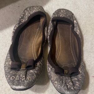 Salvatore Ferragamo Brown Snakeskin-Print Ballet Flats